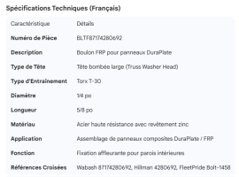 FRP BOLT T-30 TRUSS WASHER 1/4" X 5/8" FOR DURAPLATE