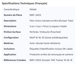 BUMPER TUBE POOCHED 1/8 X 4 X 4 X 95 STEEL