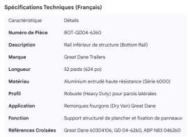 GREAT DANE BOTTOM RAIL 52' 60304106