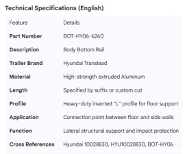 HYUNDAI BOTTOM RAIL 10028830
