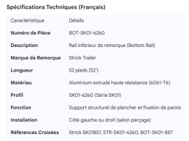 STRICK BOTTOM RAIL 52' SK01857