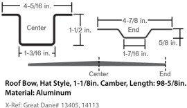 GREAT-DANE ROOF BOW ALUMINUM 98.61" 13405