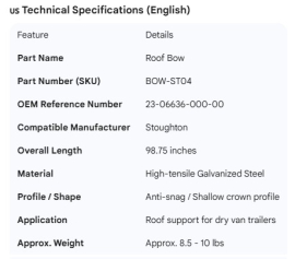 STOUGHTON ROOF BOW 98.75" 23-06636-000-00