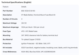 BLUE SEA SYSTEMS  BATTERY TERMINAL MOUNT FUSE BLOCK KIT
