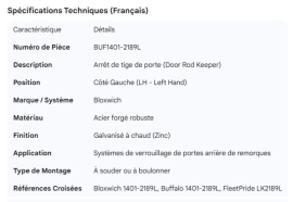 BLOXWICH DOOR ROD KEEPER LH