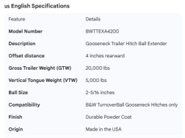 B&W GOOSENECK TRAILER EXTENDER