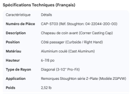 STOUGHTON CORNER CAP CS Z-PLATE 04-22044-200-00