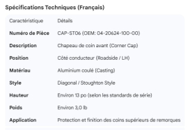STOUGHTON CORNER CAP CS 04-20624-100-00