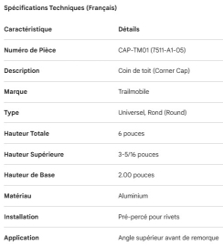TRAILMOBILE CORNER CAP 7511-A1-05