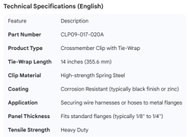 CROSSMEMBER CLIP WITH 14" TIE-WRAP