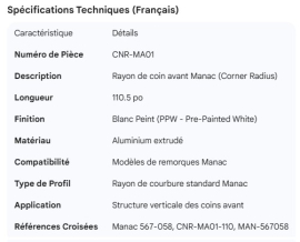 MANAC CORNER RADIUS PPW 110.5" 567-058