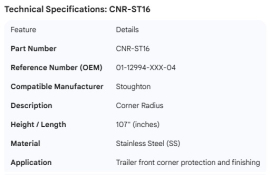 STOUGHTON CORNER RADIUS 107" SS 01-12994-XXX-04