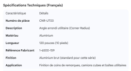 UTILITY CORNER RADIUS ALUM 120" 1-6500-159