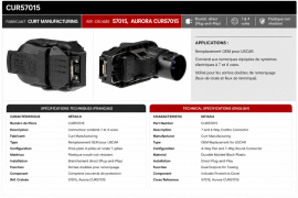 CONNECTEUR DE REMPLACEMENT CURT OEM 7 et 4 VOIES POUR USCAR