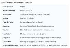 DIAMOND DURAPLATE ROLL-UP SIDE SEAL