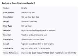 DIAMOND DURAPLATE ROLL-UP SIDE SEAL