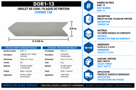 CORNER TAB 3/4" X 3-1/16" GREY