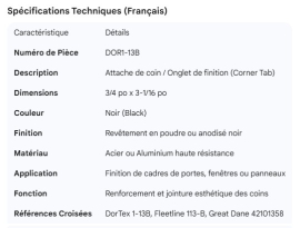 CORNER TAB 3/4" X 3-1/16" BLACK