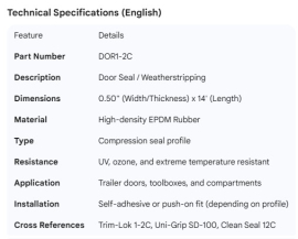 DOOR SEAL 0.50" X 14'
