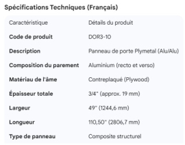 PLYMETAL DOOR PANEL ALU/ALU 3/4" X 49" X 110.50"