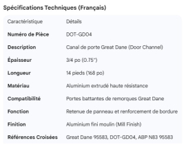 GREAT-DANE DOOR CHANNEL 3/4" X 14' 95583