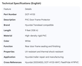 HYUNDAI DOOR FRAME PVC WHT 9'