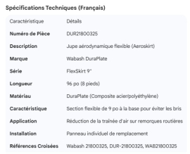 WABASH FLEX SKIRT DURAPLATE AEROSKIRT 9" FLEXSKIRT 96"