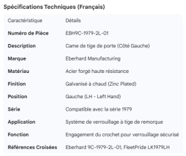 EBERHARD DOOR ROD CAM LH