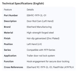 EBERHARD DOOR ROD CAM LH