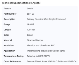 WIRE BROWN 14G 100' ROLL