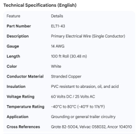 WIRE WHITE 14G 100' ROLL