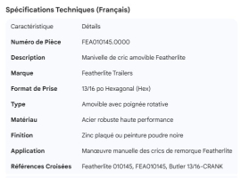 FEATHERLITE - MANIVELLE AMOVIBLE AVEC POIGN&Eacute;E ROTATIVE 13/16 HEX
