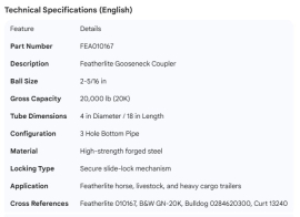 FEATHERLITE COUPLER GN 2 5/16 20K (18" 3 HOLE BTM PIPE)