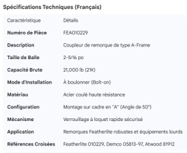 FEATHERLITE COUPLER A-FRAME 2-5/16" 21K BOLT-ON