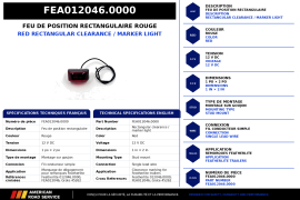 FEATHERLITE LIGHT C/M 12V RECT 1X2 STUD RED PLAIN LEAD