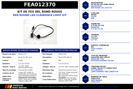 FEATHERLITE LIGHT LED RED .75 ROUND 12V KIT