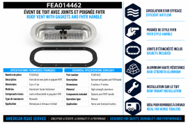 FEATHERLITE VENT ROOF 5 X 9 ALUM W/GASKETS FHTR HANDLE