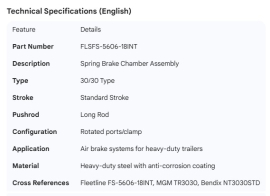 BRAKE CHAMBER STD STROKE LONG ROD ROTATED