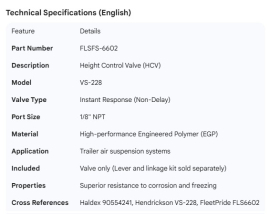 HEIGHT CONTROL VALVE VS-228