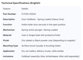 DOOR HOLDBACK SPRING LOADED