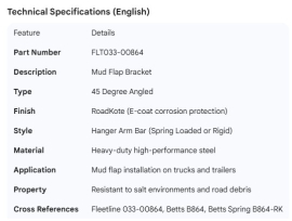 MUD FLAP BRACKET 45 DEG. ROADKOTE
