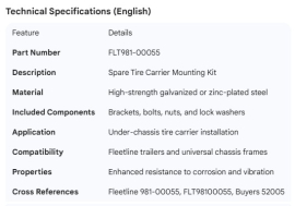 TIRE CARRIER MOUNTING KIT