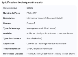 FRUEHAUF RECESSED SWITCH