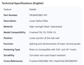 FRUEHAUF LOWER SPLICE FB,FG,FG94,OL