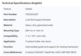 FRUEHAUF LOCK ROD BRKT