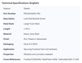FRUEHAUF SCREW 1-1/8" TRUSS HD LOCK