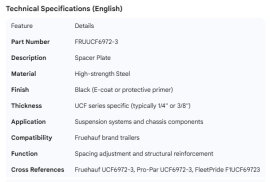 FRUEHAUF SPACER PLATE