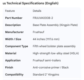 FRUEHAUF BASE PLATE ASSY. 44"