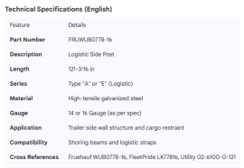 FRUEHAUF LOG S/POST 121-3/16"