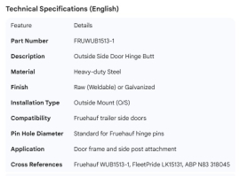 FRUEHAUF O/S SIDE DOOR HINGE BUTT